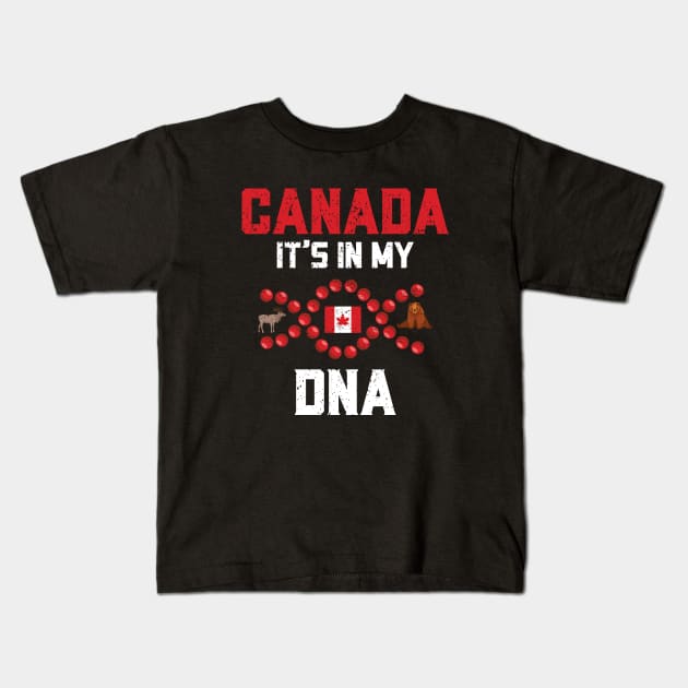 Canada It's In My DNA Canadian Heritage Distressed Kids T-Shirt by mstory